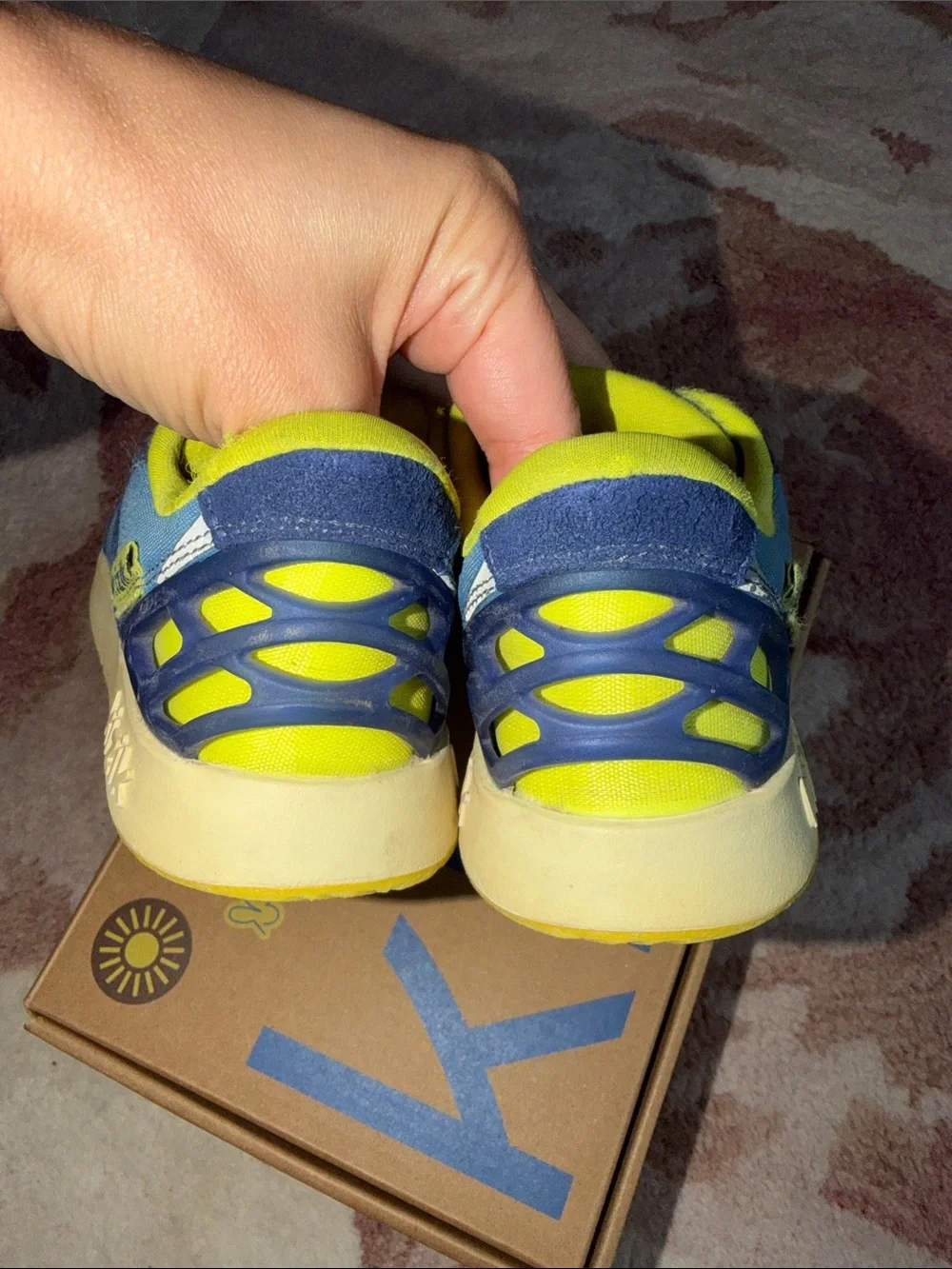 Kizik Kids Blue and Neon Yellow Athletic Play Sneakers